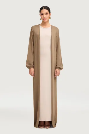 Knit Open Abaya - Olive
