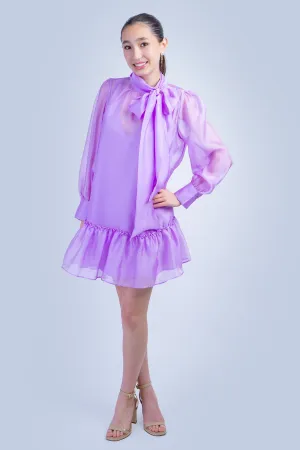 Lavender Soft Chiffon Ruffle Shift Dress