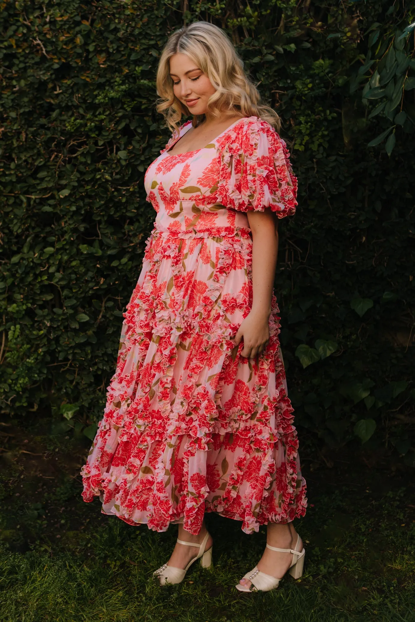 Layla Dress in Pink Floral