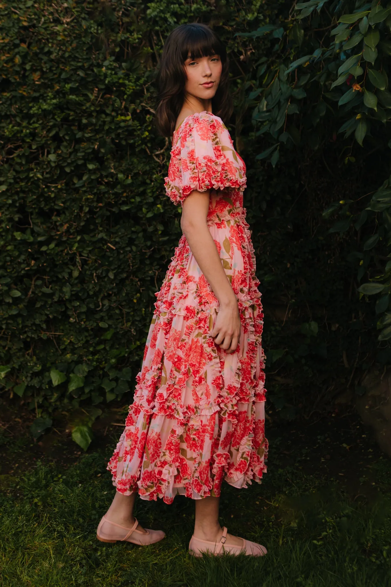Layla Dress in Pink Floral