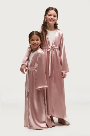 Liana Flare Sleeve Open Abaya - Pink Pearl (Girls)
