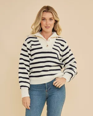 Lina Striped Knit - Navy