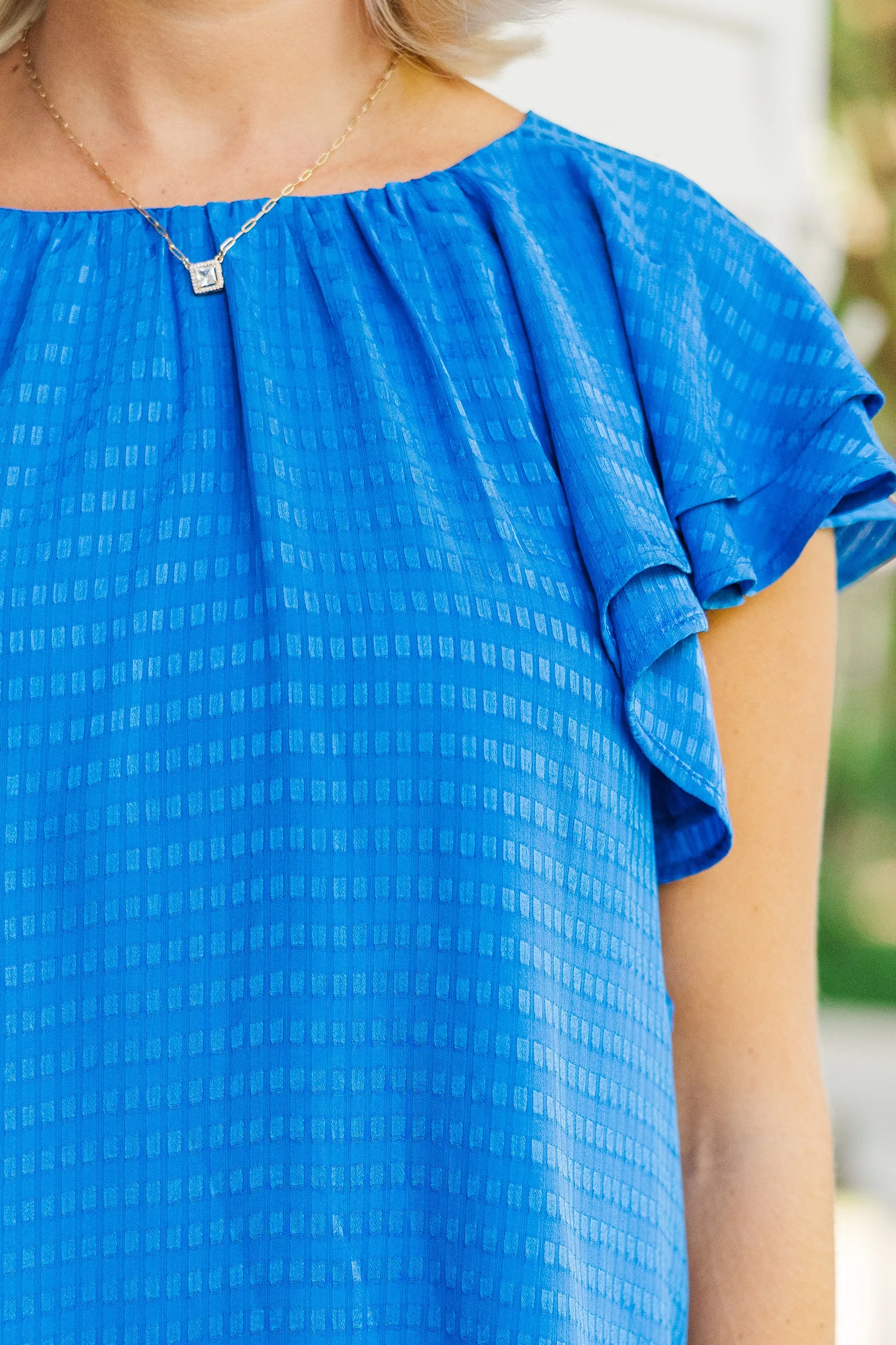 Listen Closely Royal Blue Textured Blouse