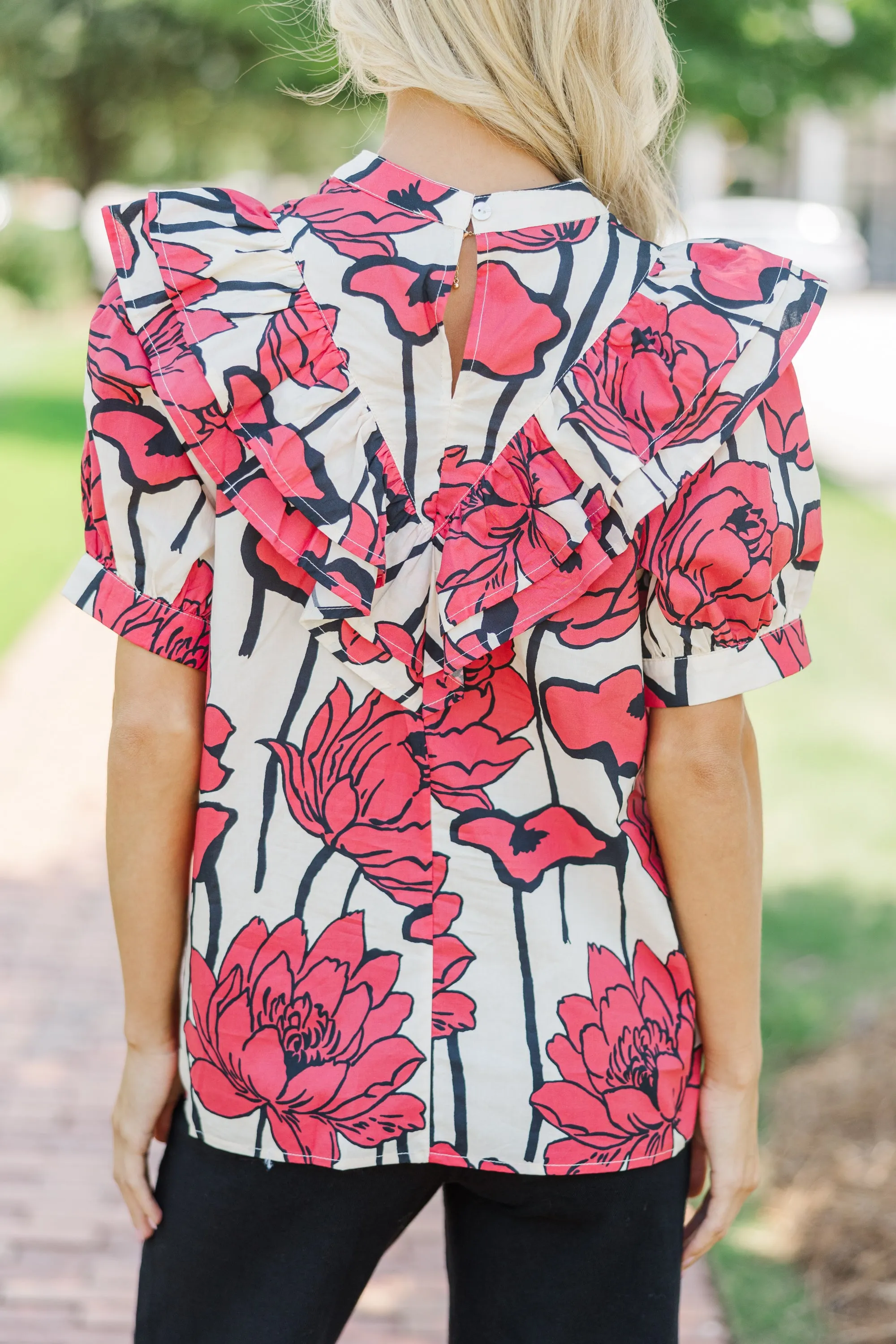 Live For Now Red Floral Blouse