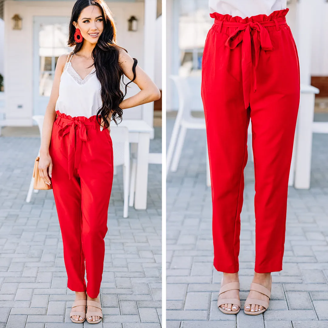 Live For Now Tomato Red Paperbag Pants