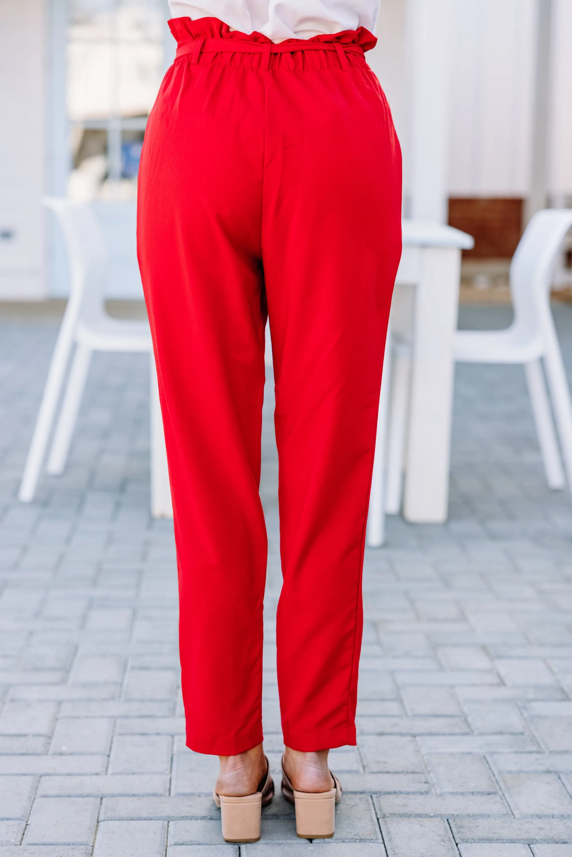 Live For Now Tomato Red Paperbag Pants