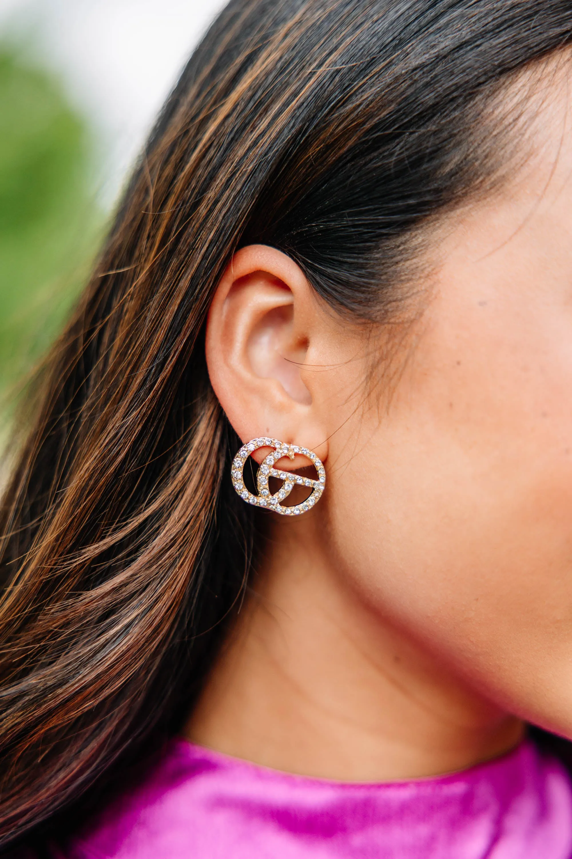 Live To The Fullest Rhinestone Stud Earrings