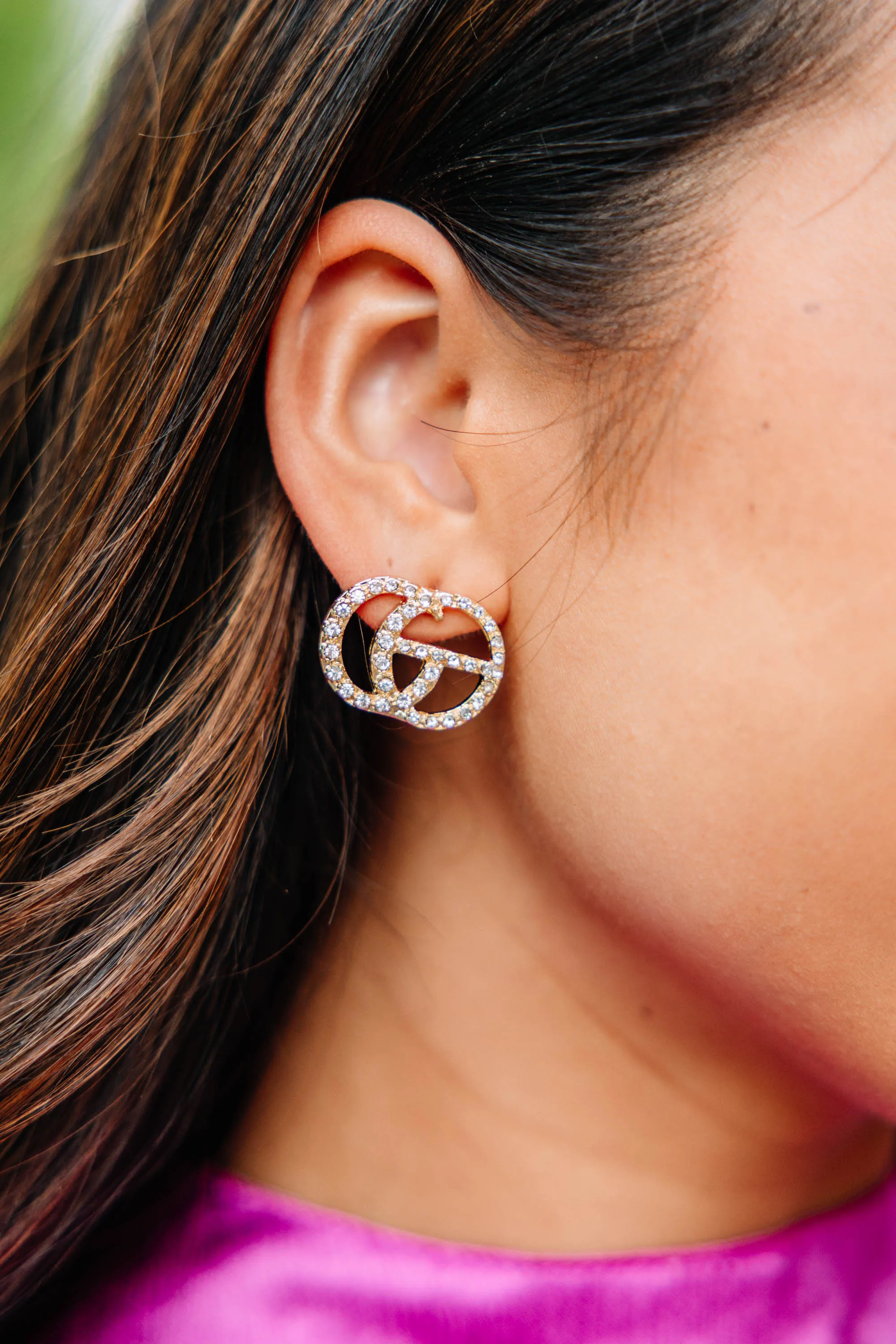 Live To The Fullest Rhinestone Stud Earrings