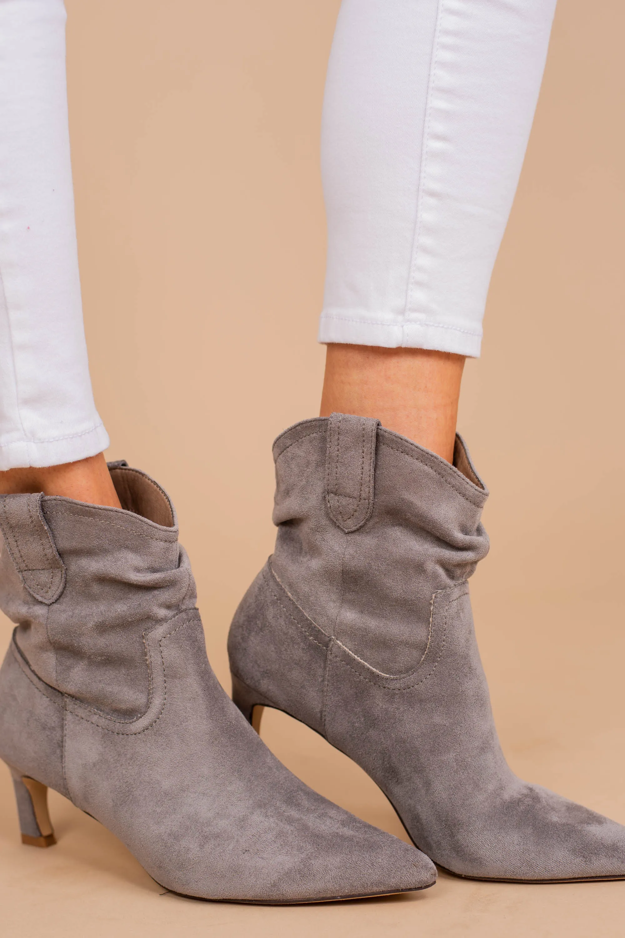 Live To Wow Gray Heeled Booties