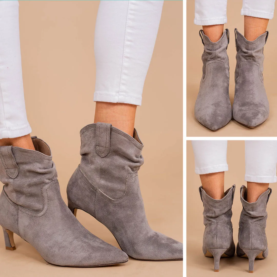 Live To Wow Gray Heeled Booties