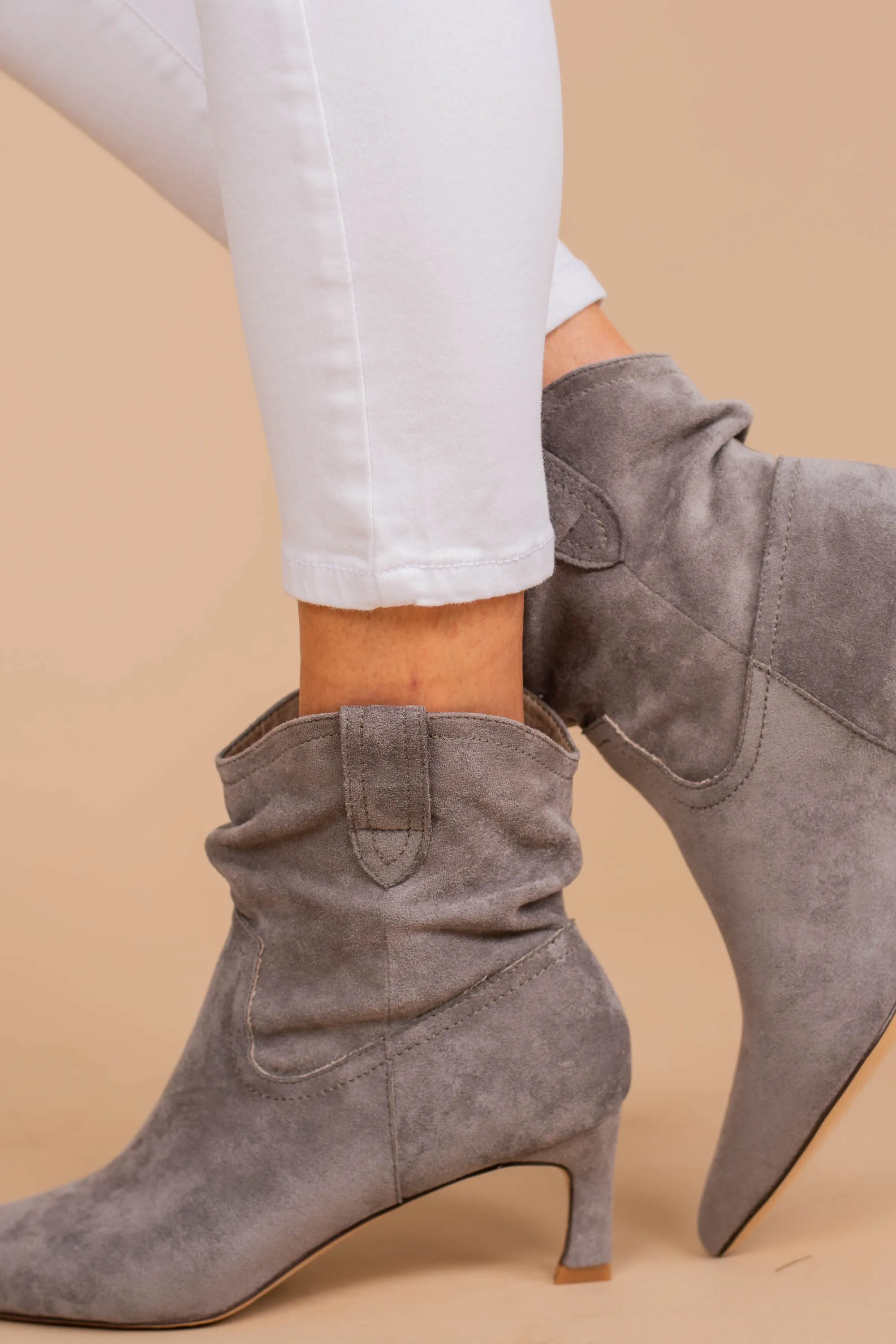 Live To Wow Gray Heeled Booties