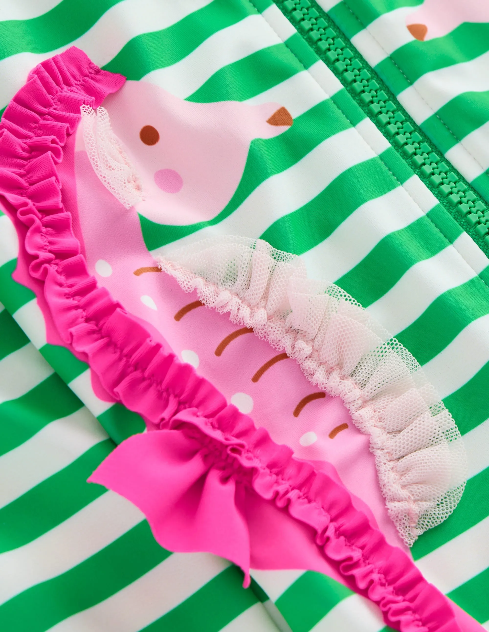 Long-Sleeved Swimsuit-Green Seahorse