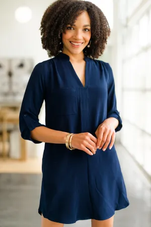 Look Around Navy Blue Shift Dress