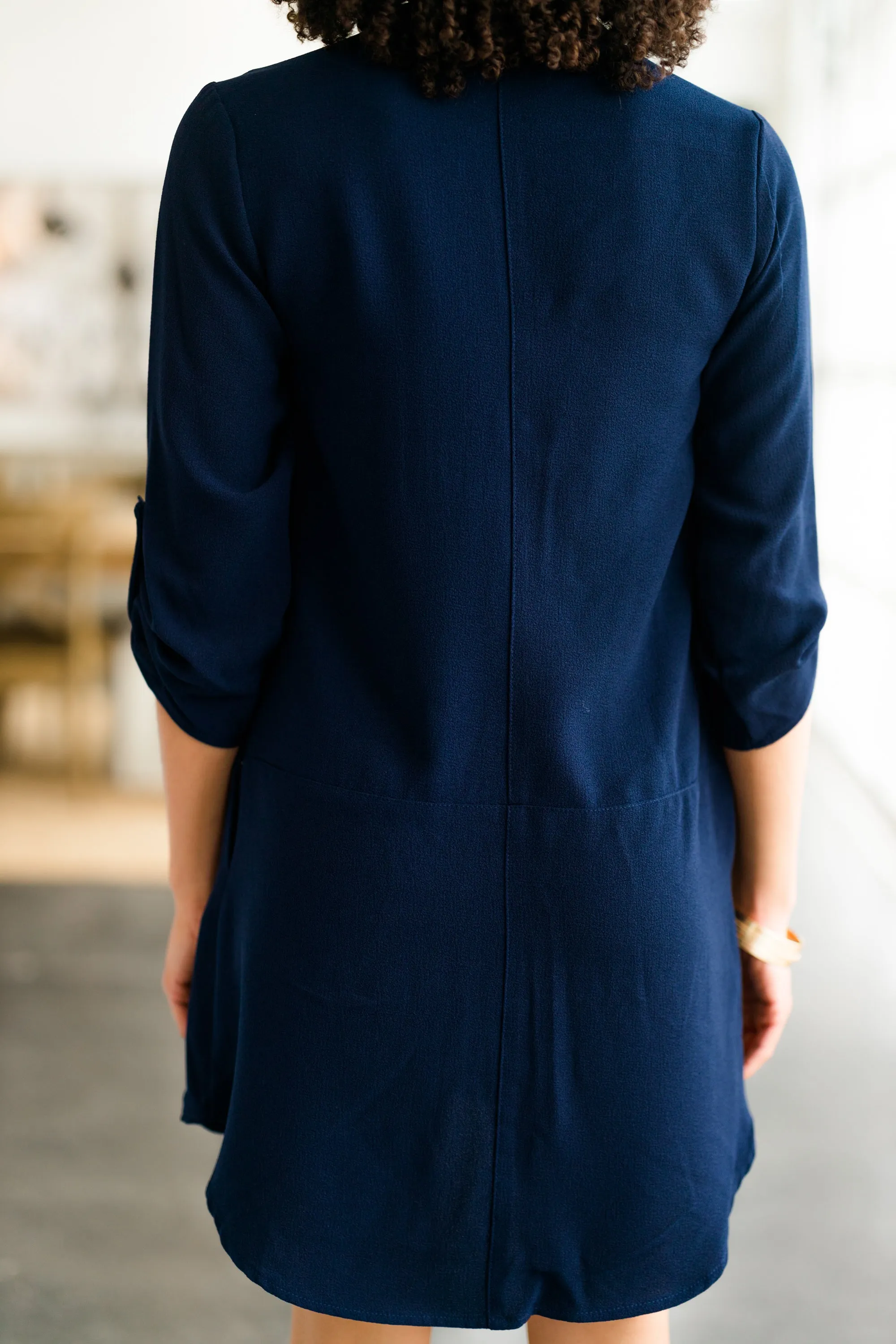 Look Around Navy Blue Shift Dress