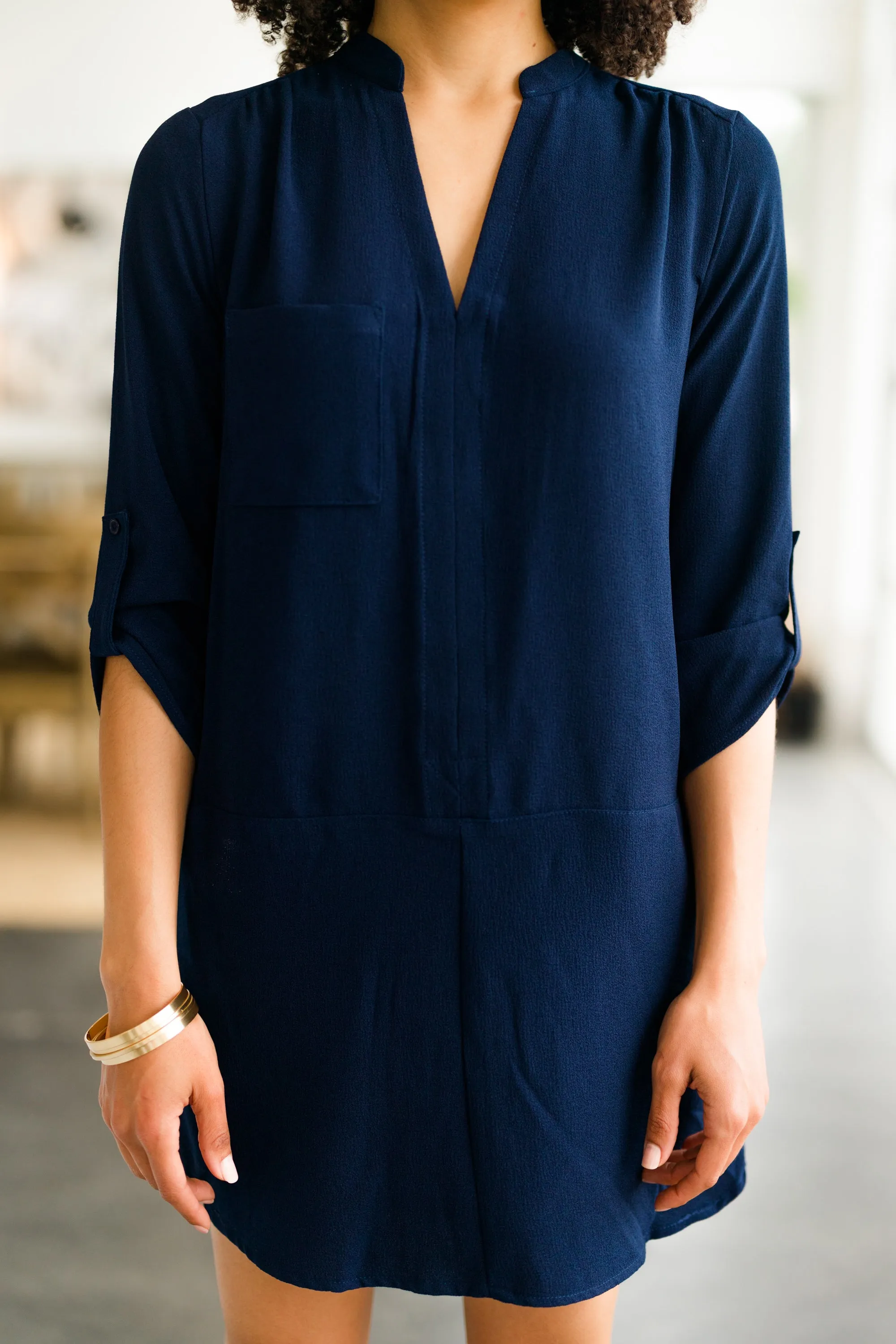 Look Around Navy Blue Shift Dress