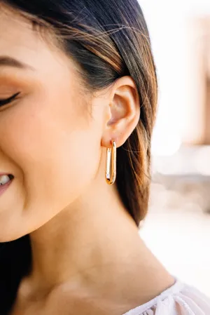 Look At Me Gold Oval Hoop Earrings