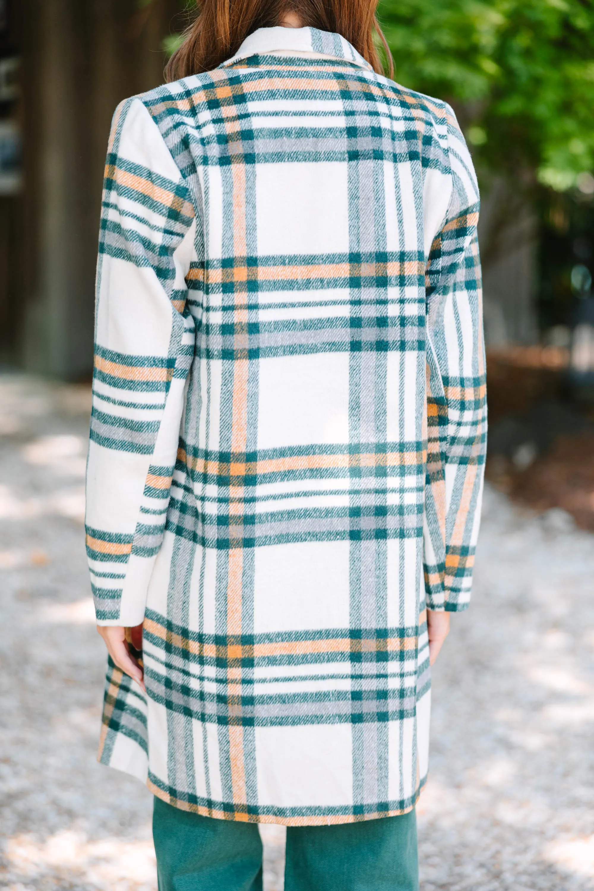 Looking For You Hunter Green Plaid Coat