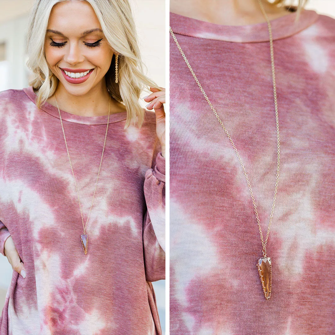 Looking Good Champagne Stone Pendant Necklace