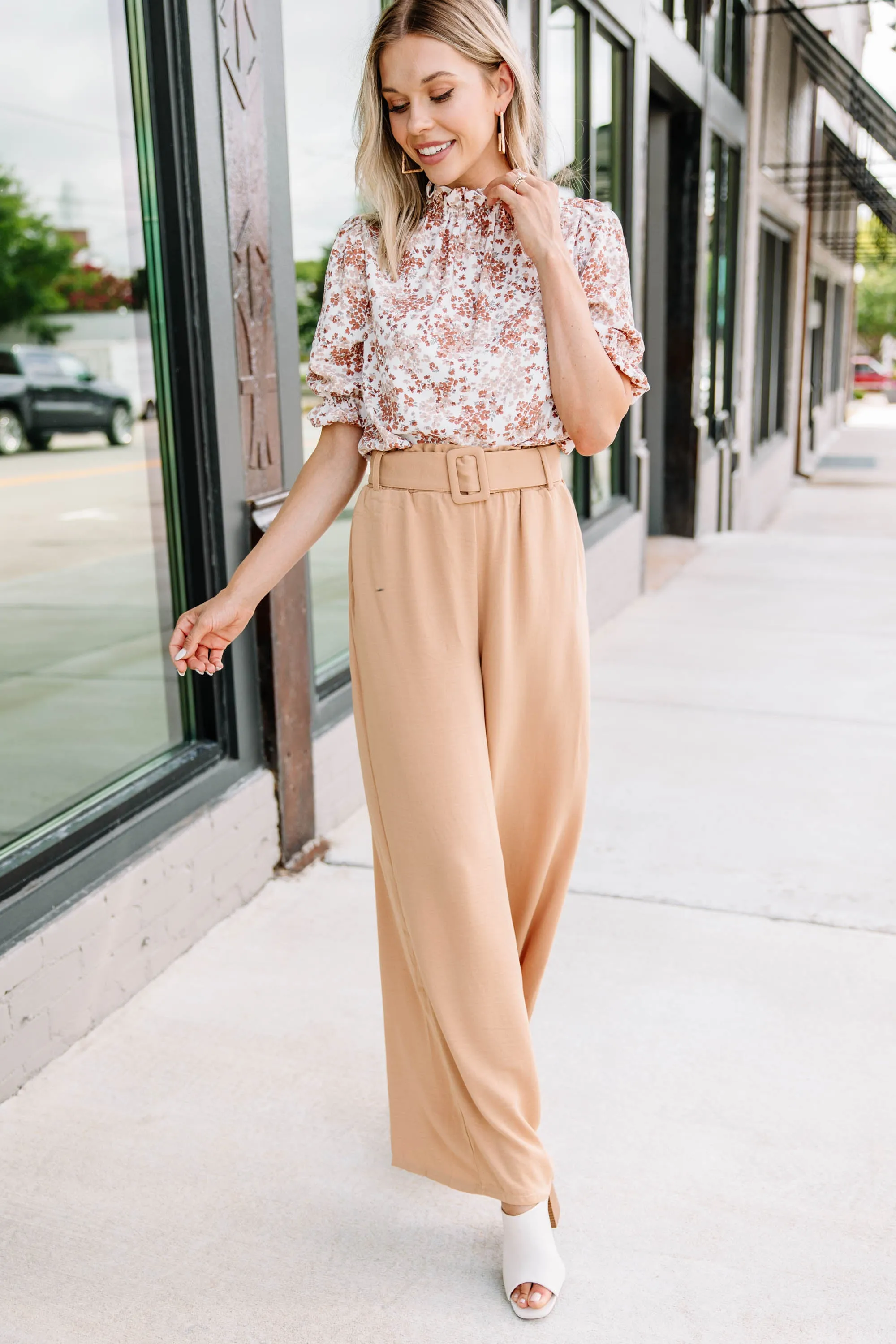 Looking Up Camel Brown Wide Leg Pants