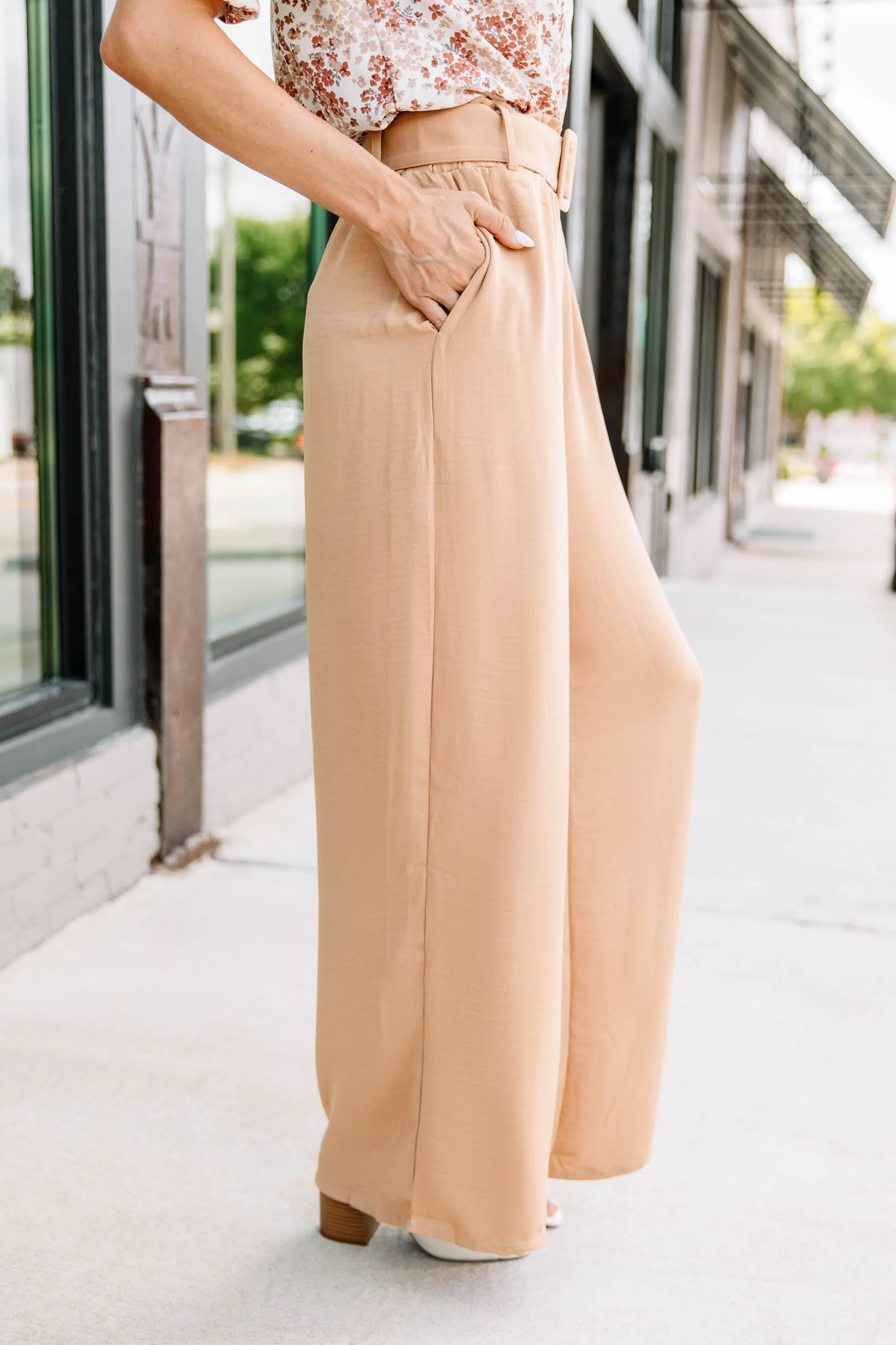 Looking Up Camel Brown Wide Leg Pants