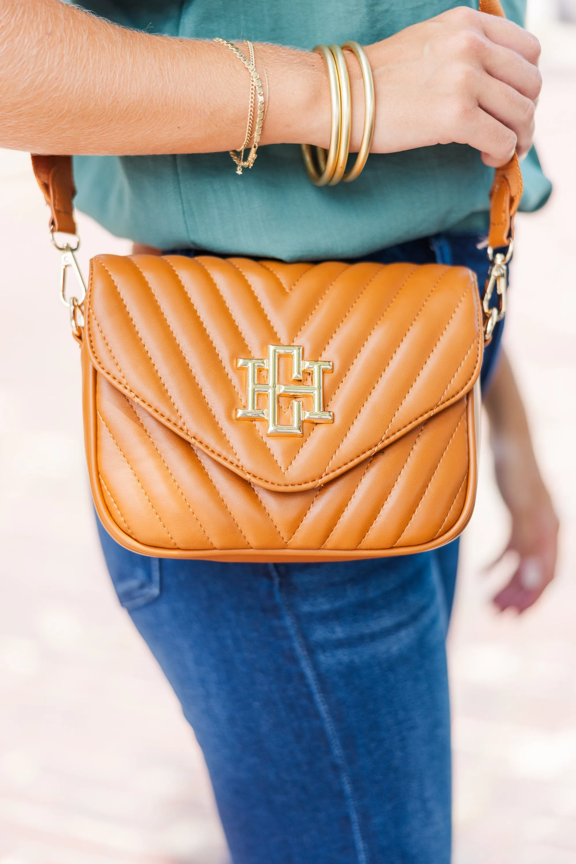Lose Yourself Camel Quilted Crossbody Purse