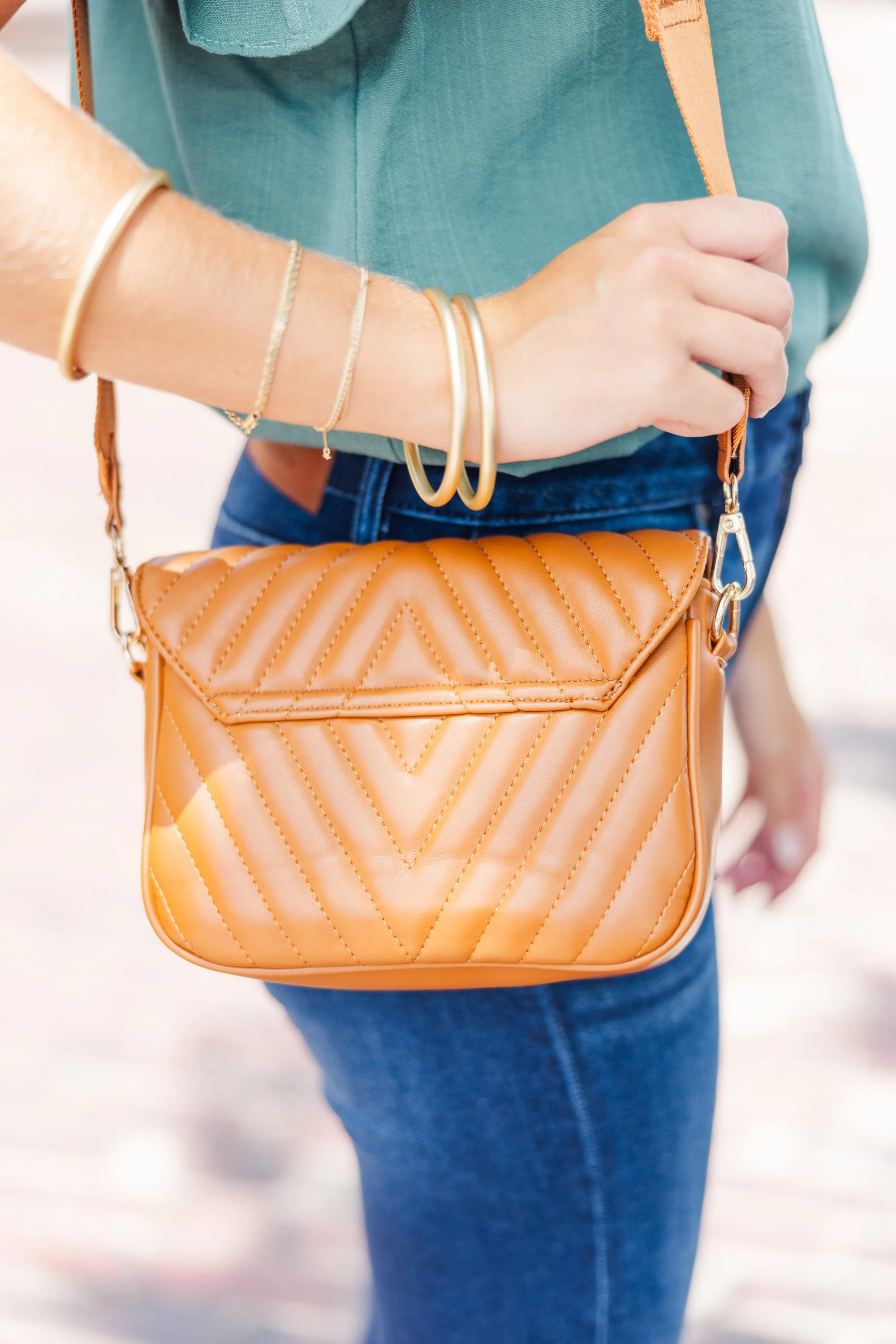 Lose Yourself Camel Quilted Crossbody Purse