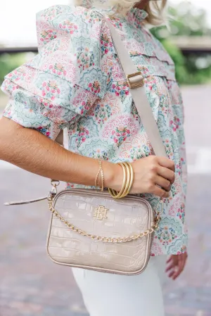 Lose Yourself Taupe Croc Crossbody Purse