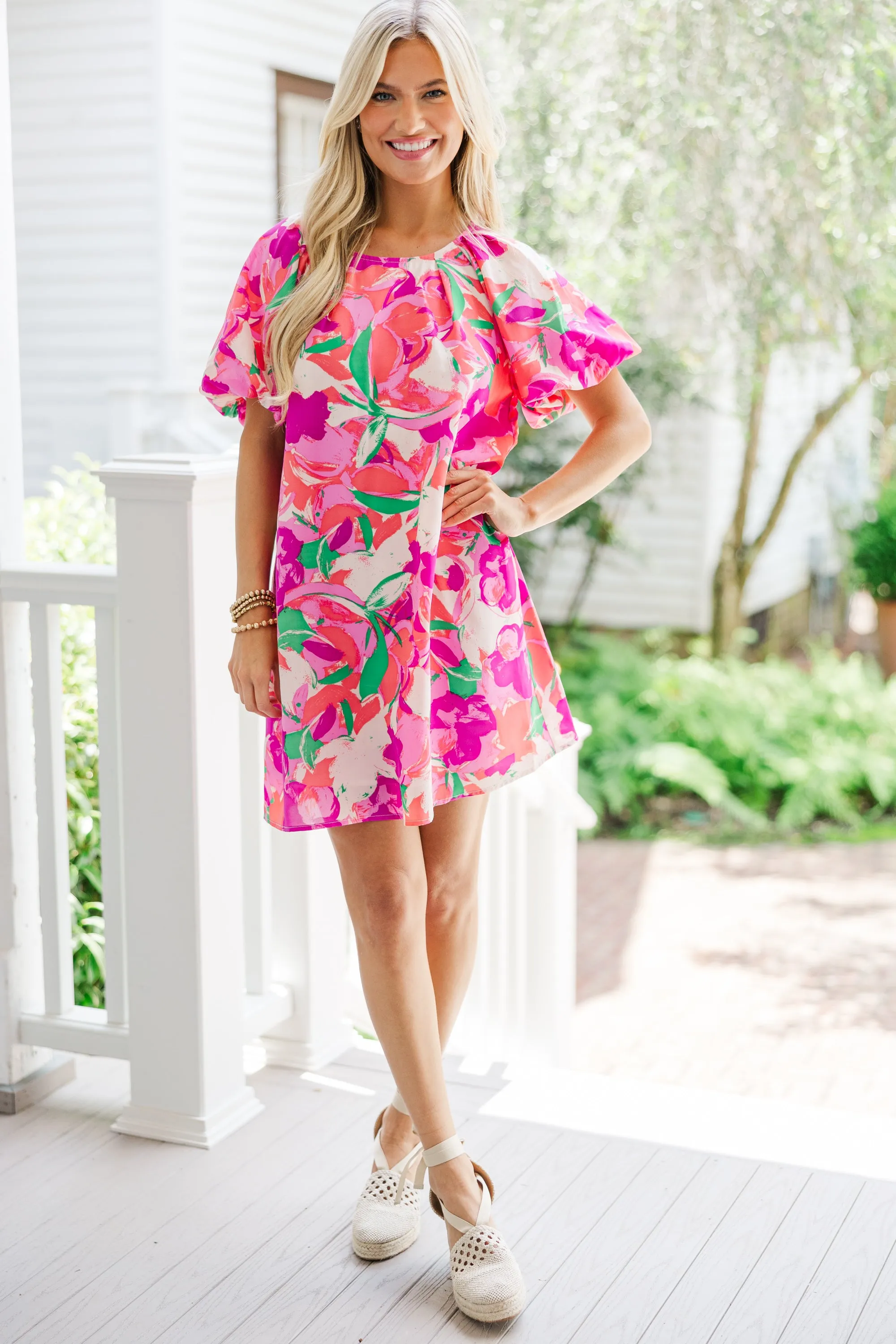 Lost In Love Pink Floral Shift Dress