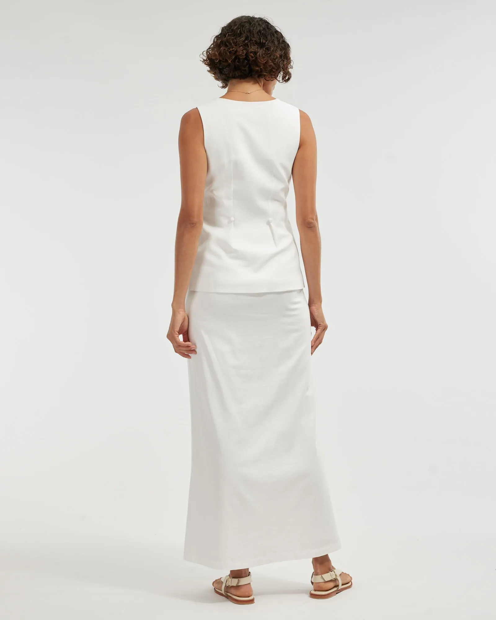 Lucie Buttoned Vest - White