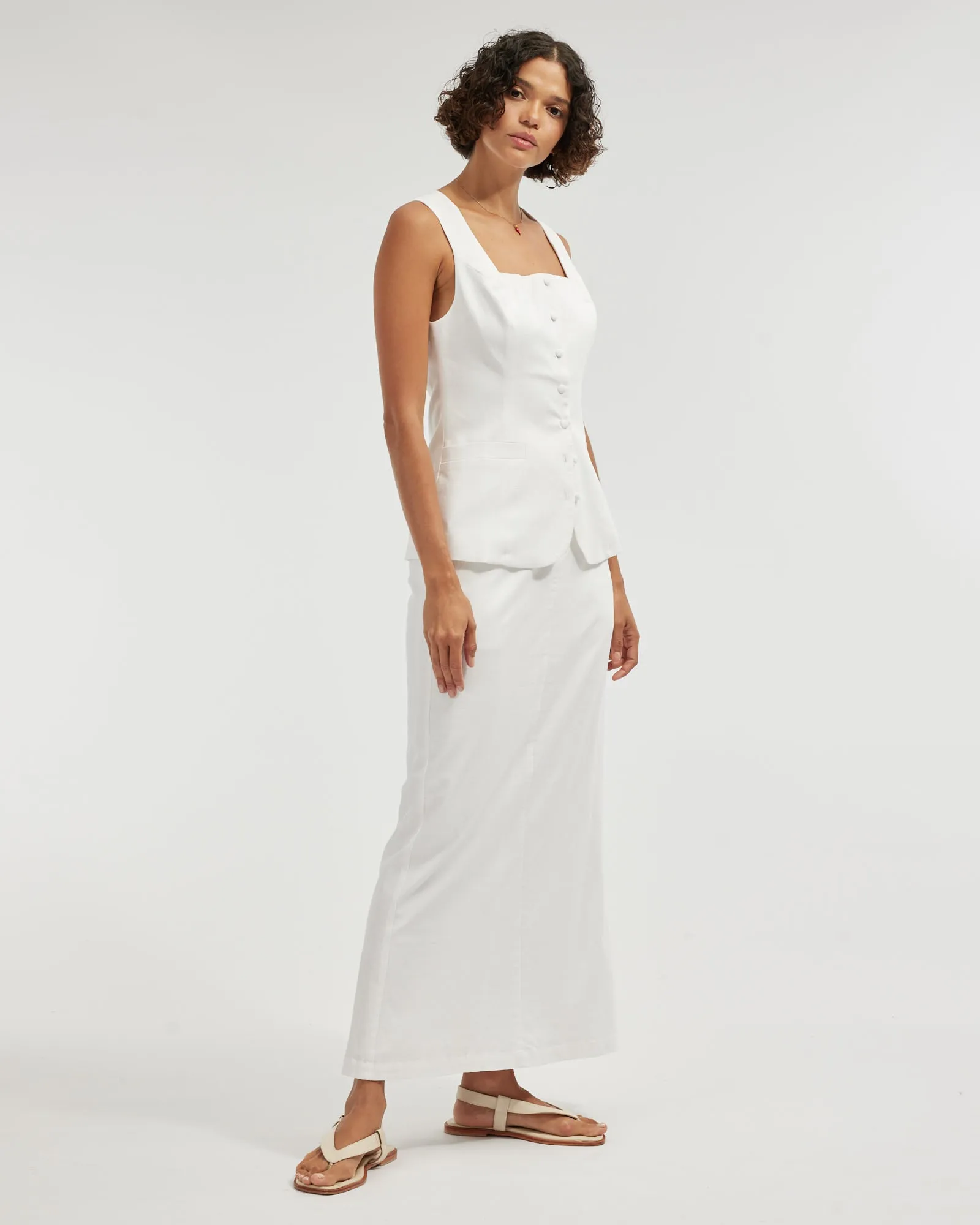 Lucie Buttoned Vest - White