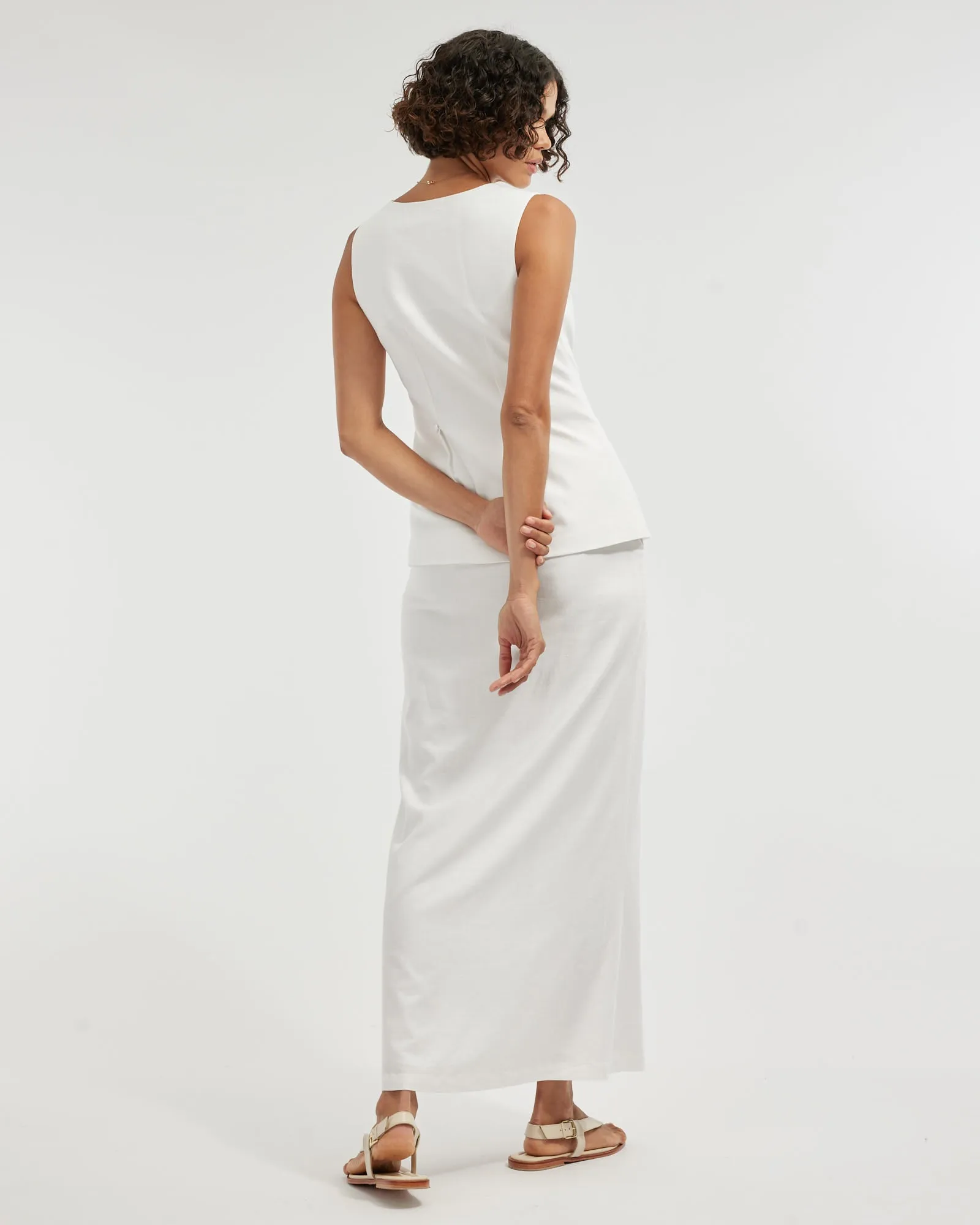 Lucie Buttoned Vest - White