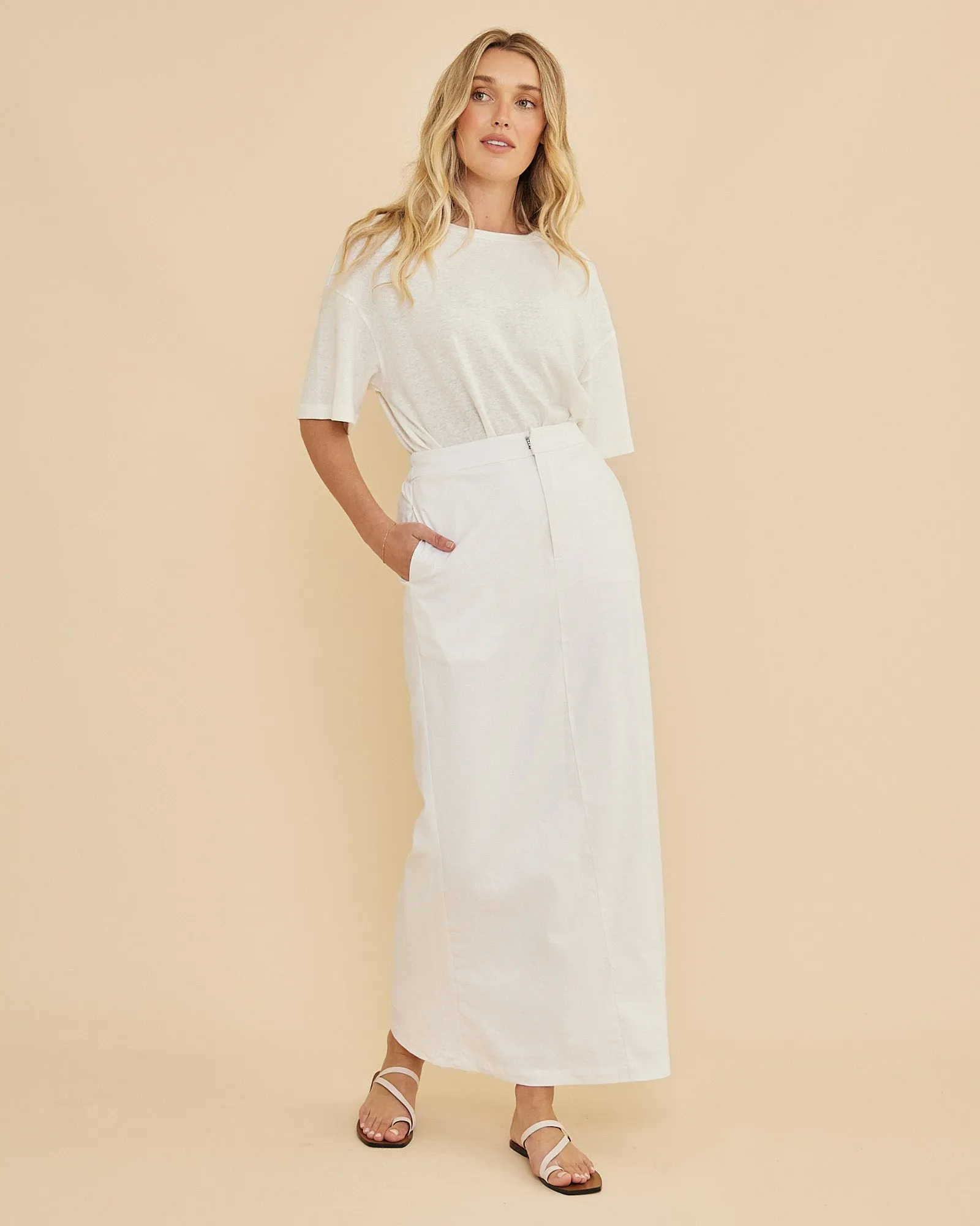 Lucie Column Skirt - White