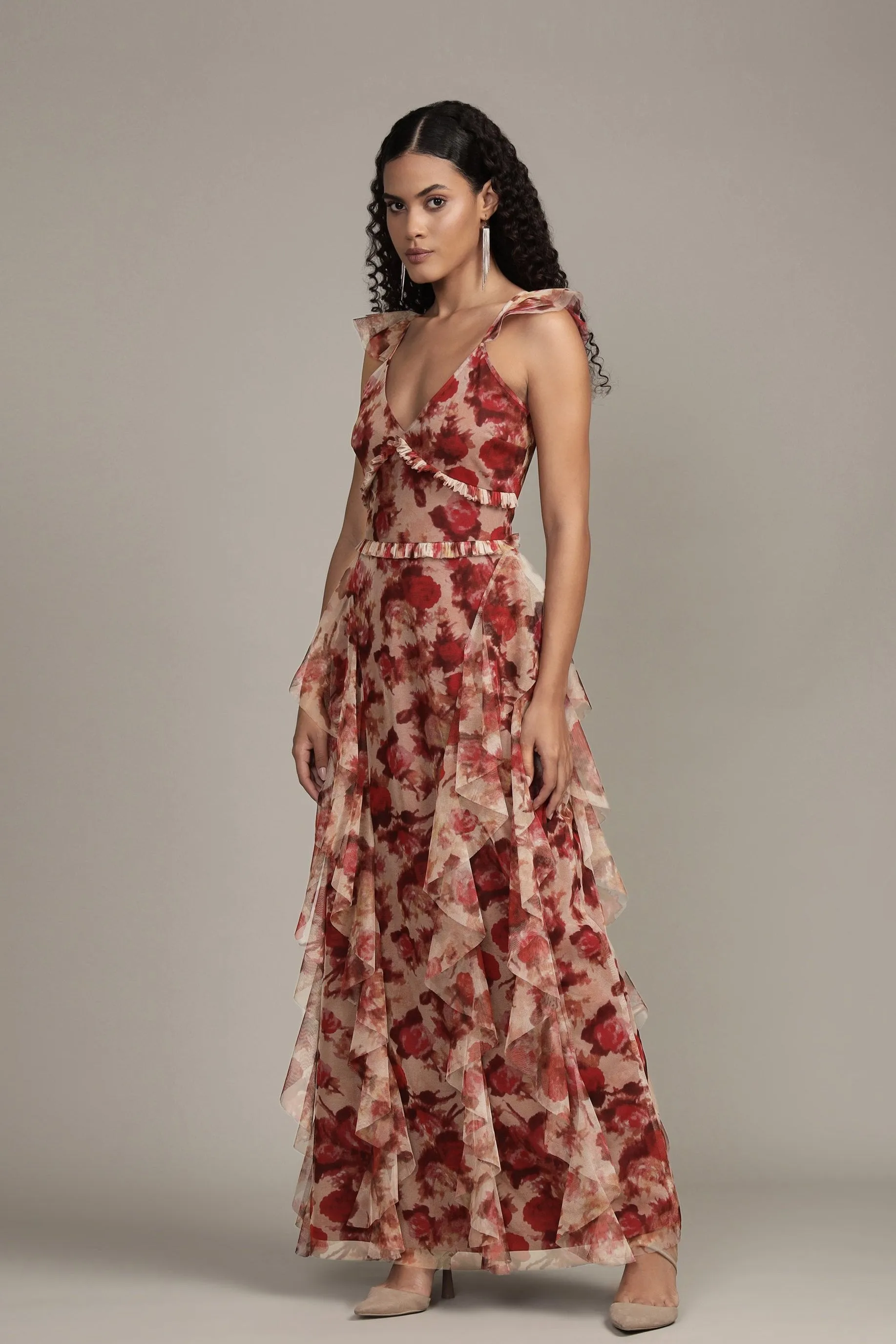 Malin Maxi Dress in Rose Floral