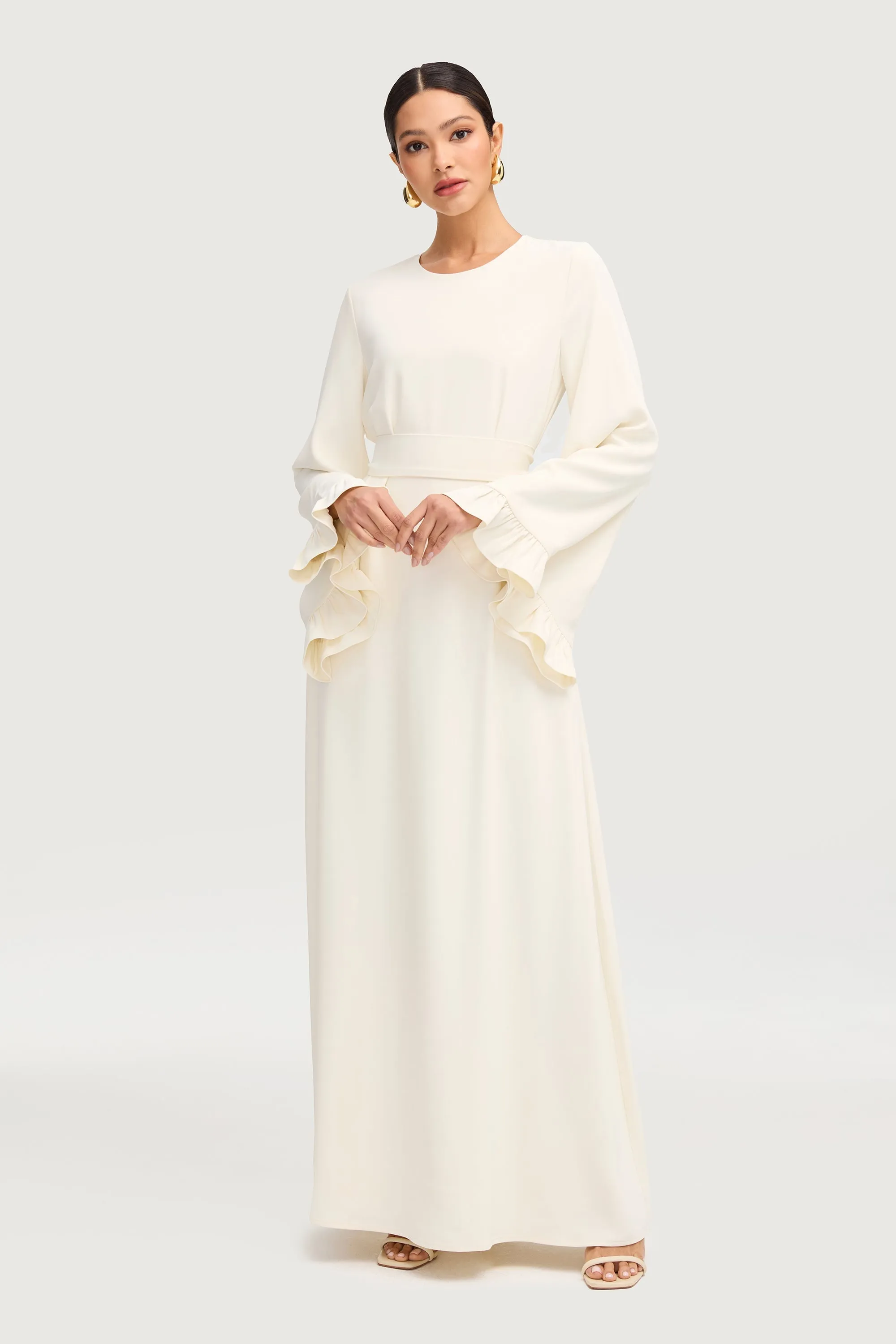 Mariam Ruffle Maxi Dress - Off White
