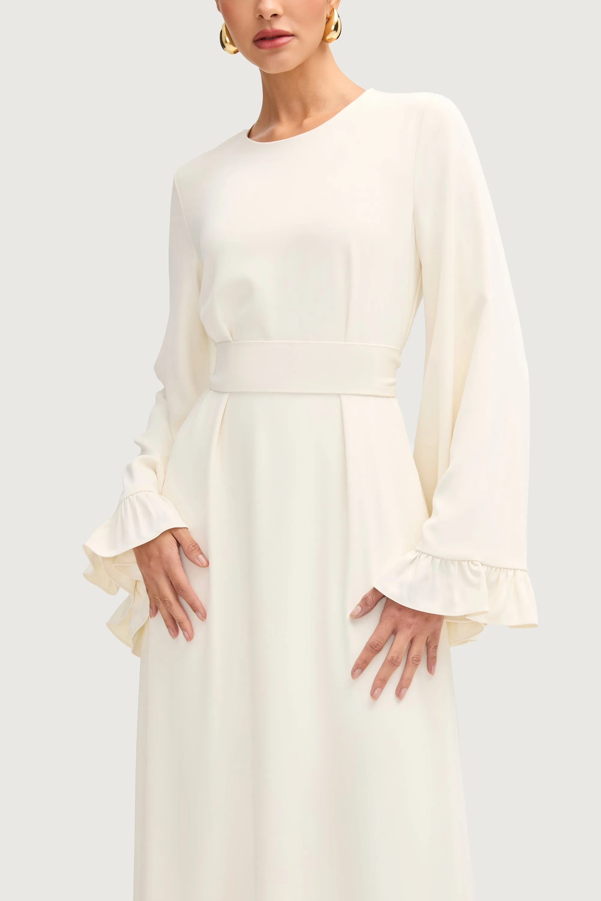 Mariam Ruffle Maxi Dress - Off White