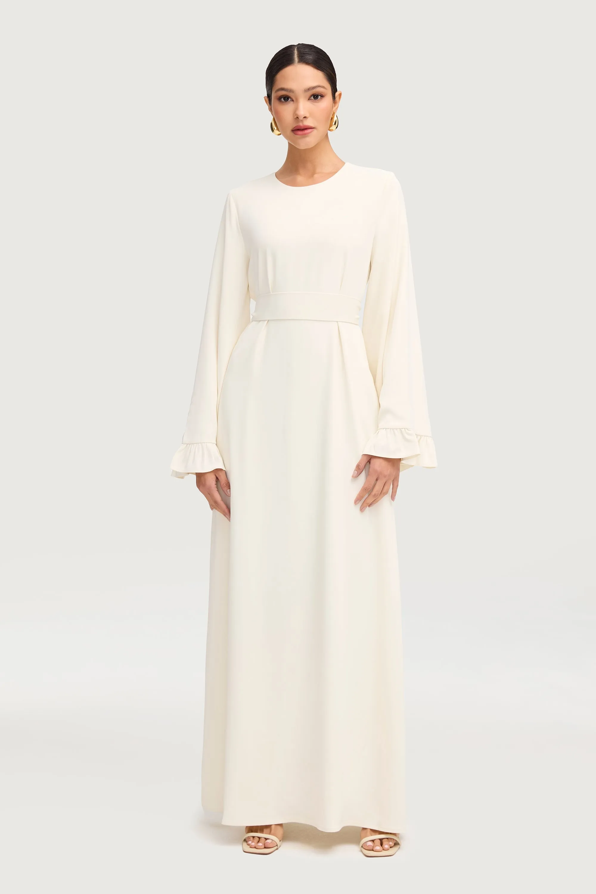 Mariam Ruffle Maxi Dress - Off White