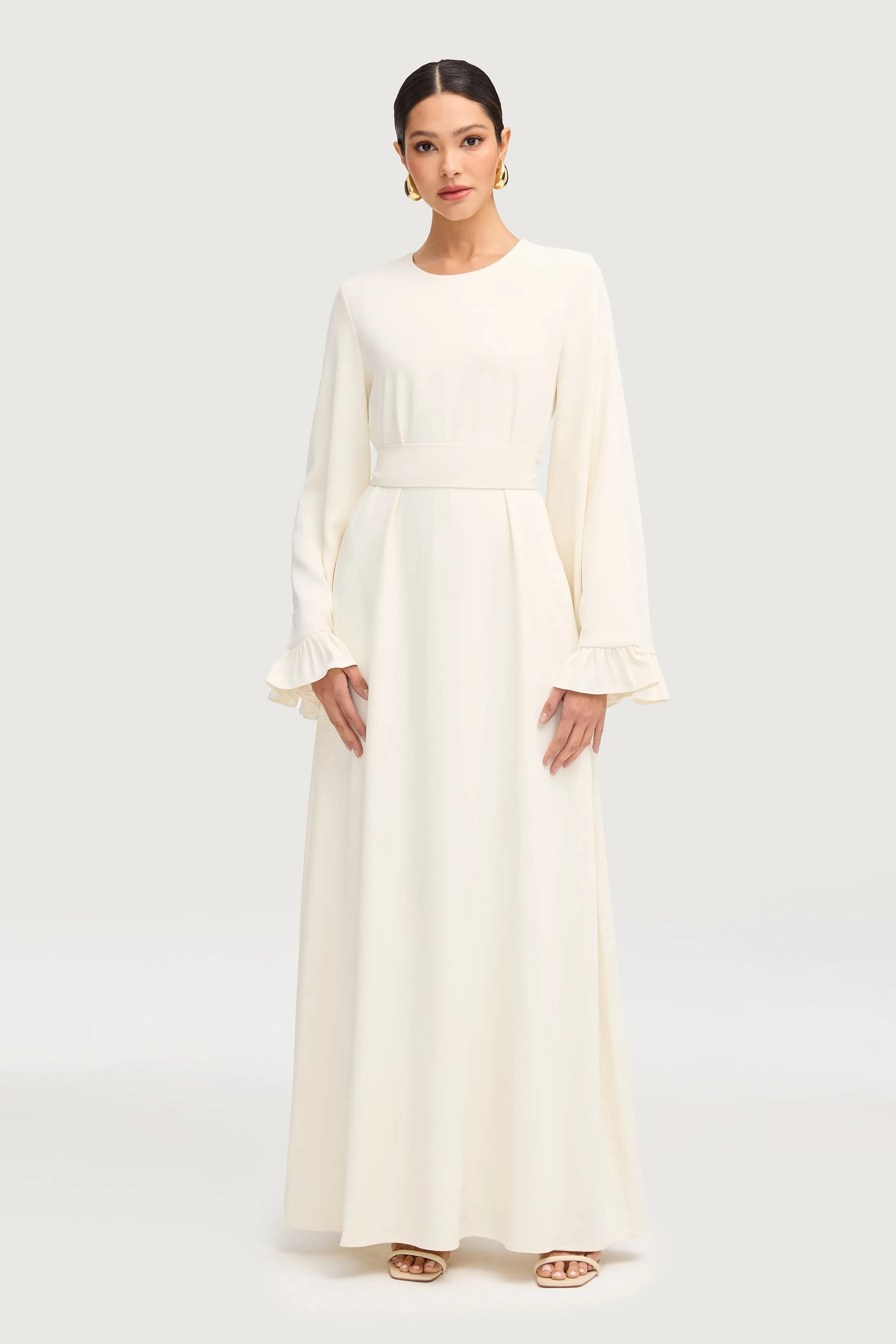 Mariam Ruffle Maxi Dress - Off White