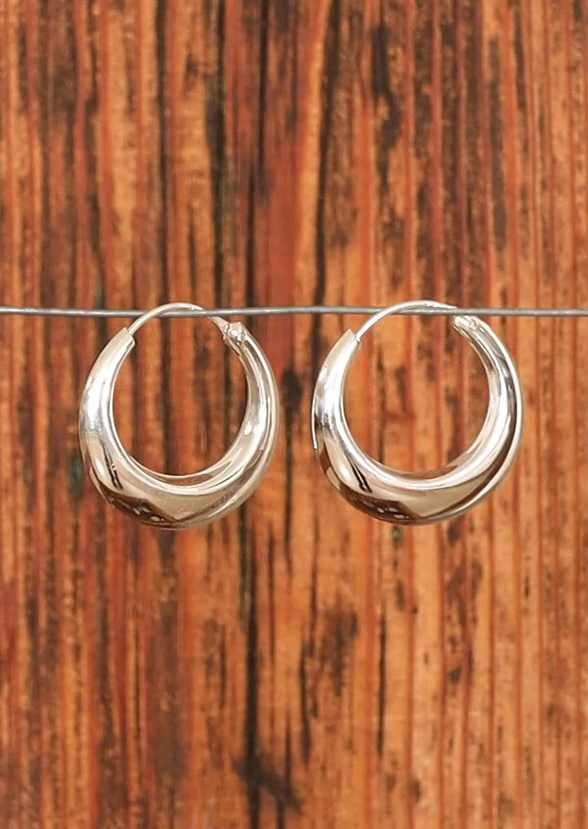 Medium Silver Hoop Earrings