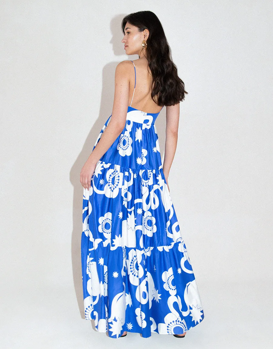 Merle Cotton Maxi Dress - Tropical Night Blue - SALE