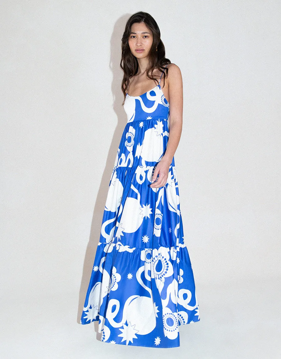 Merle Cotton Maxi Dress - Tropical Night Blue - SALE