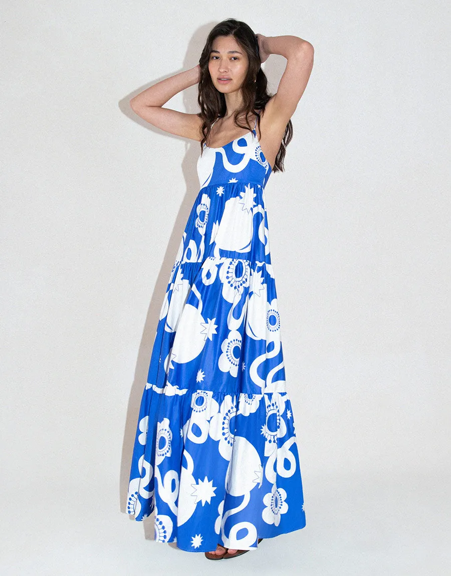 Merle Cotton Maxi Dress - Tropical Night Blue - SALE