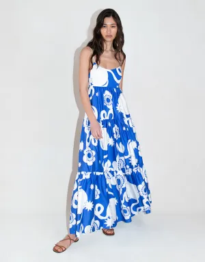 Merle Cotton Maxi Dress - Tropical Night Blue - SALE
