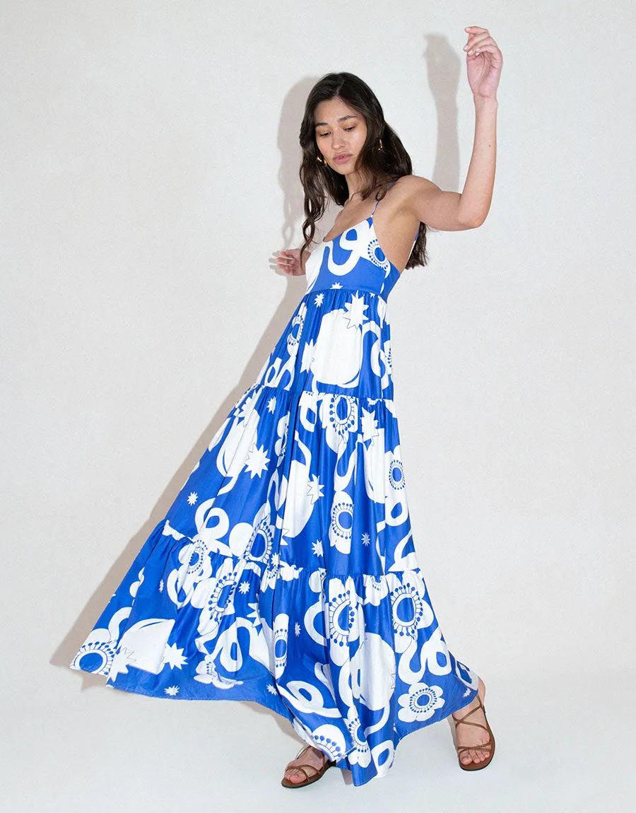 Merle Cotton Maxi Dress - Tropical Night Blue - SALE
