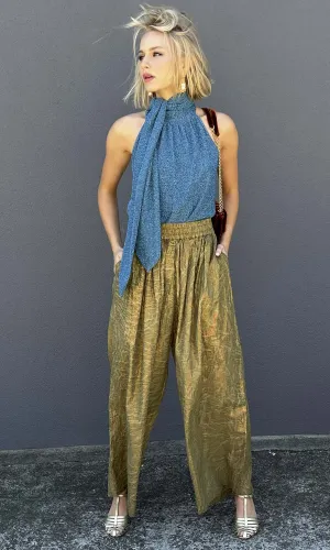 Mes Demoiselles Dahbia Pant - Olive/Gold