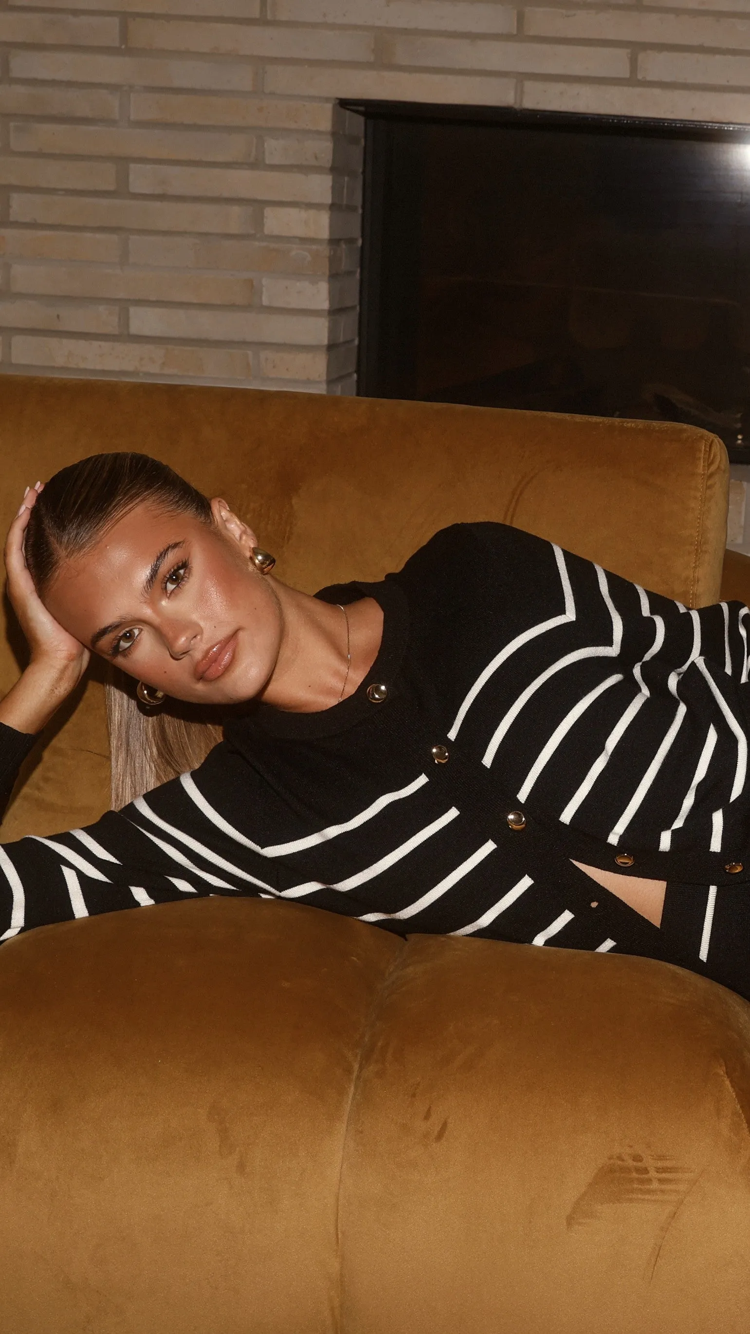 Milano Button Up Jumper - Black/White Stripe