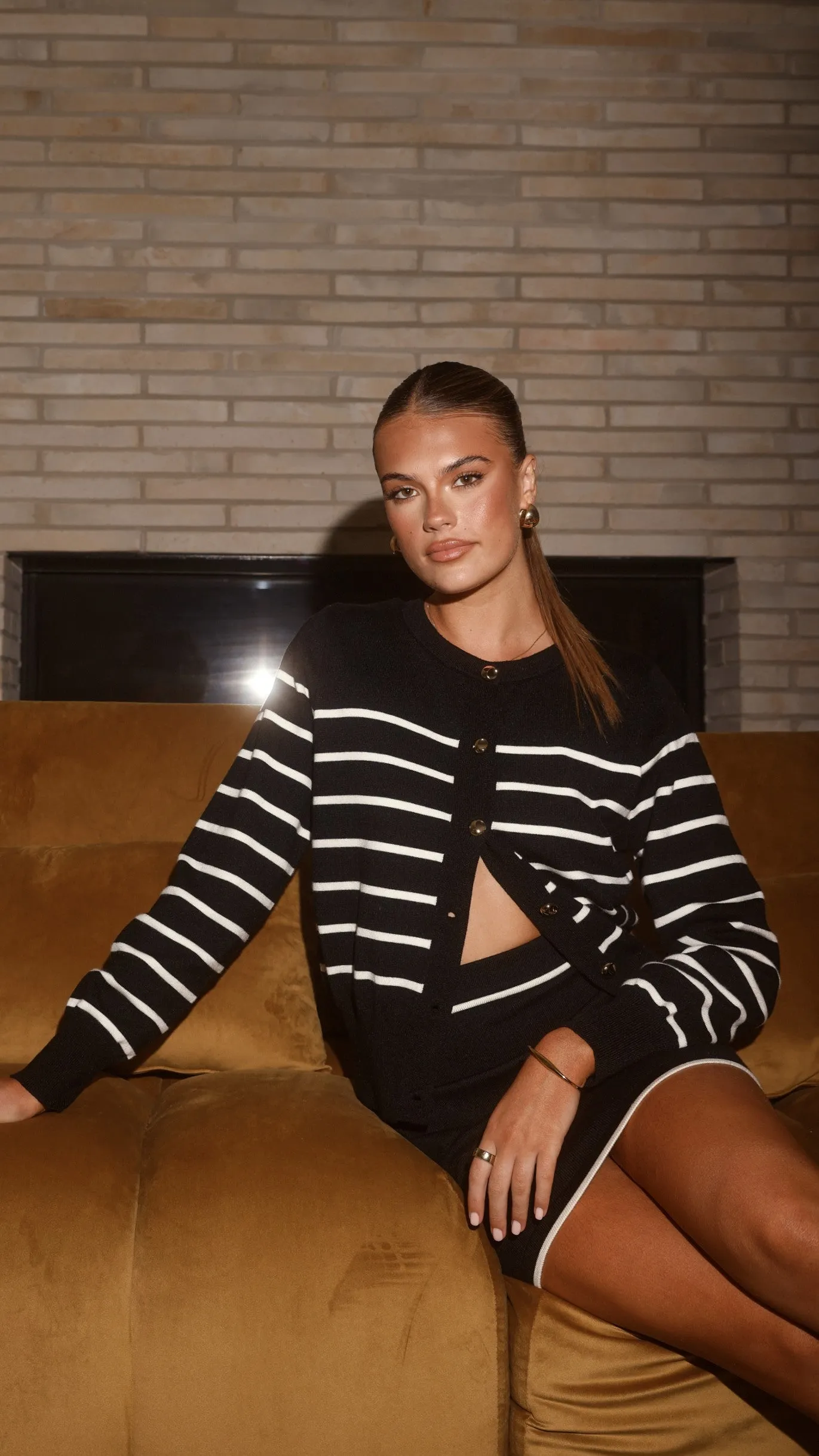 Milano Button Up Jumper - Black/White Stripe