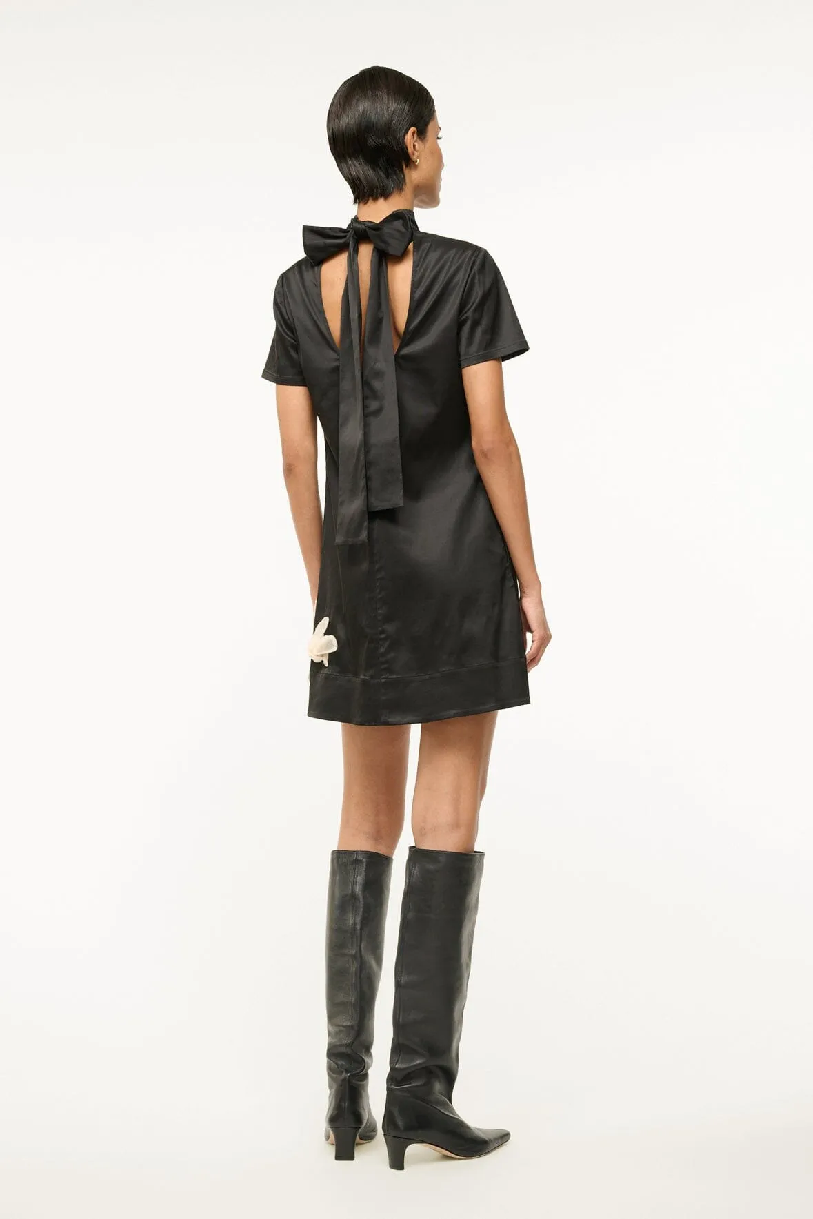 MINI ILANA DRESS | BLACK SATIN
