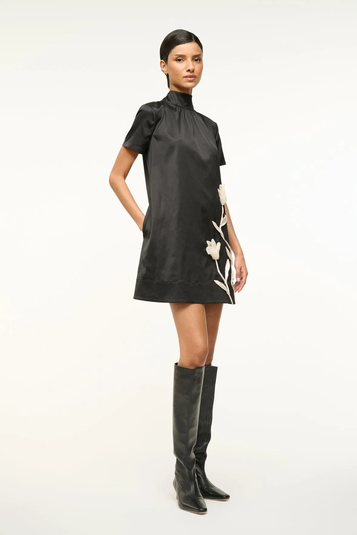 MINI ILANA DRESS | BLACK SATIN