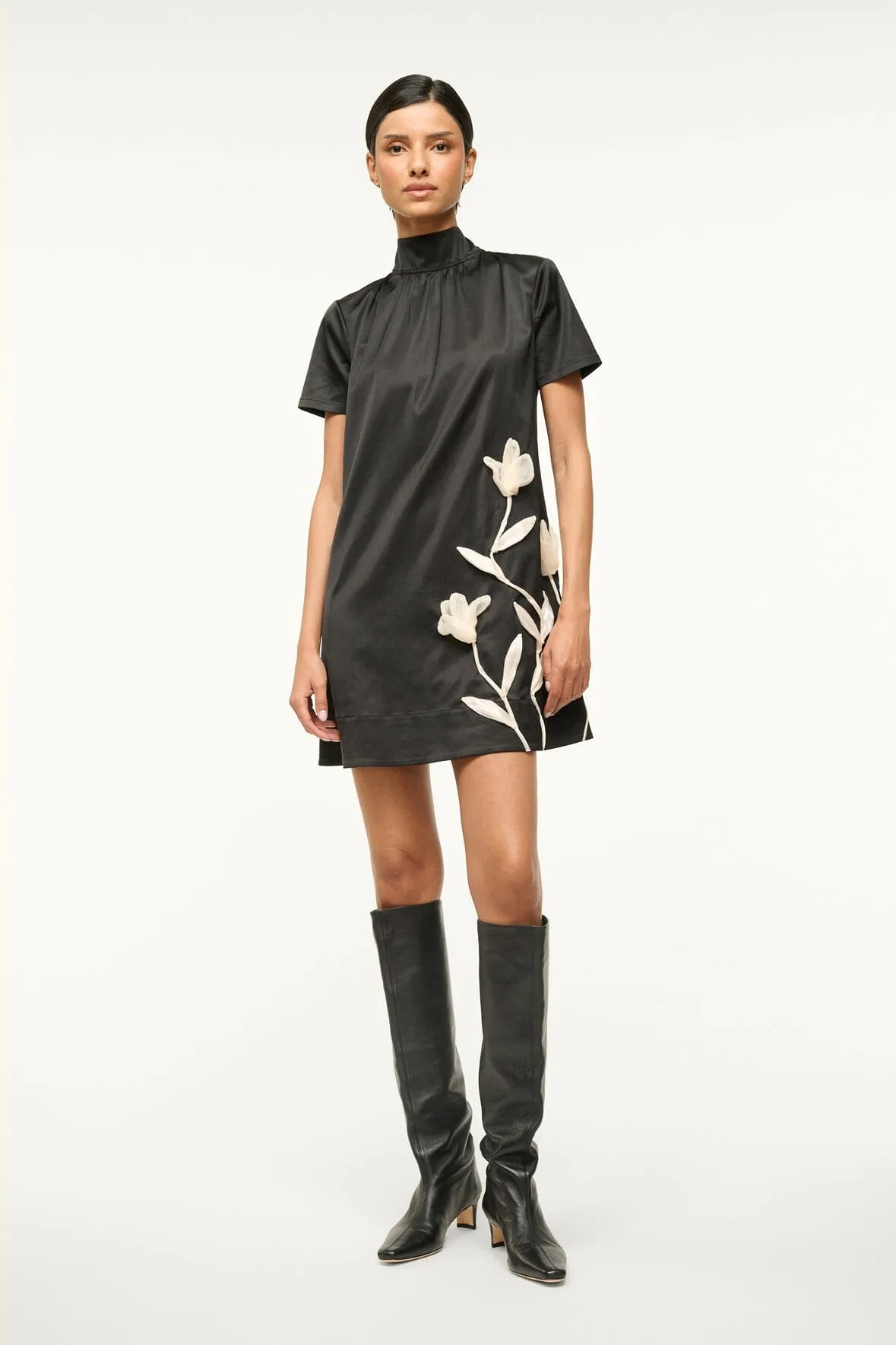MINI ILANA DRESS | BLACK SATIN