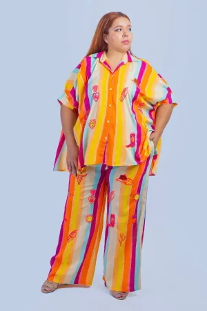 Multi Stripes Beaded Western Top